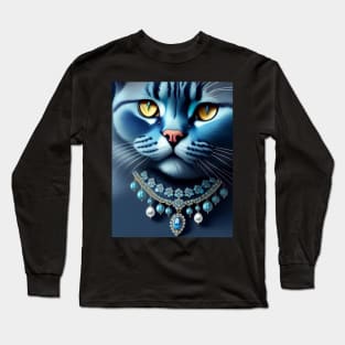 Jeweled British Blue Cat Long Sleeve T-Shirt